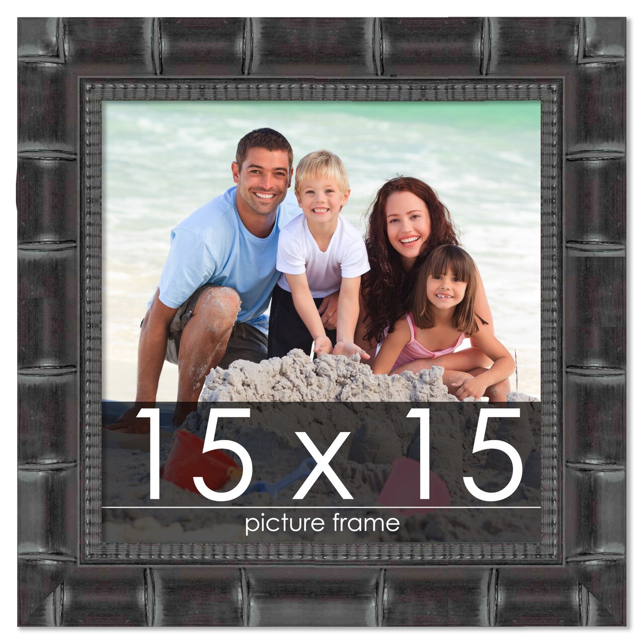 15x15 Wide Bamboo Picture Frame with UV-Resistant Acrylic & Acid Free Backing, Available in 4 Finishes - Brown, Black, Silver, and Natural